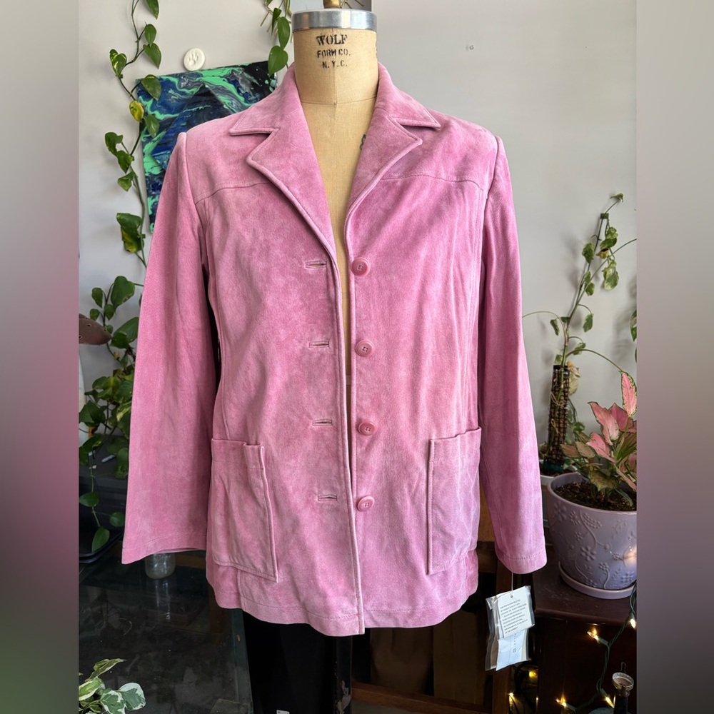 Vintage Terry Lewis Pink Suede Leather Blazer💕